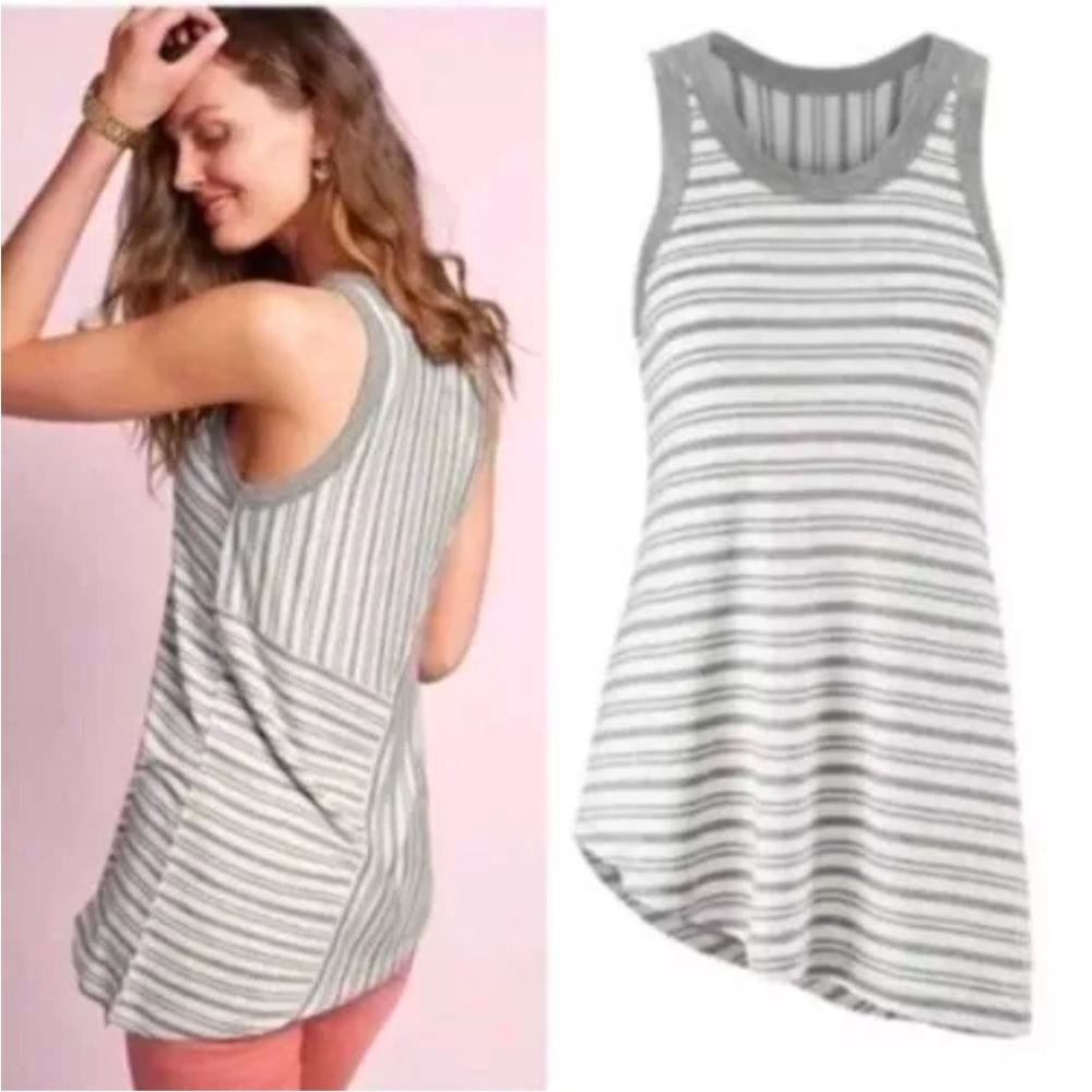 CABI #5394 Stripe Side Out Asymmetrical Tank Top Women's Size M Flowy Sleeveless